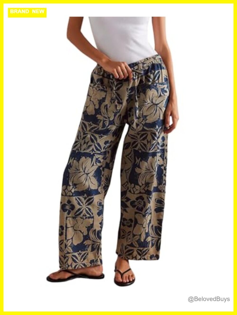 Women's Baggy Boyfriend Wide Leg Barrel Ankle Pants Pull-On High Rise